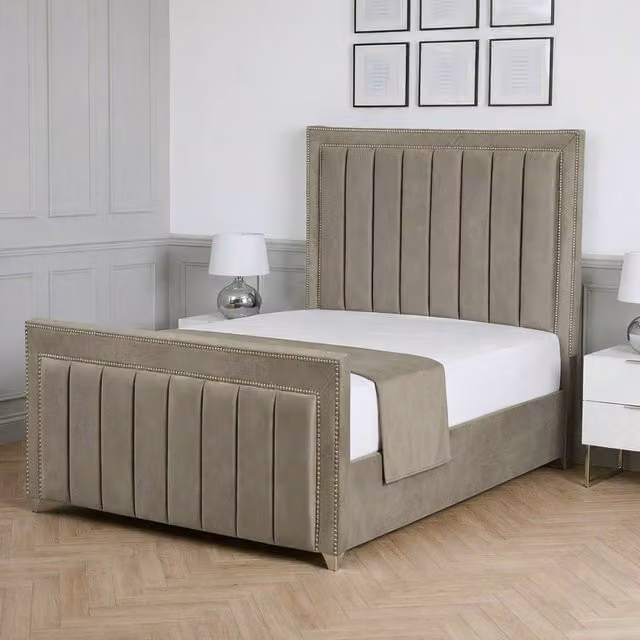 Living Comfort Bedz Royale Upholstered Gas Lift Storage Bed in Light Grey, Super King Size