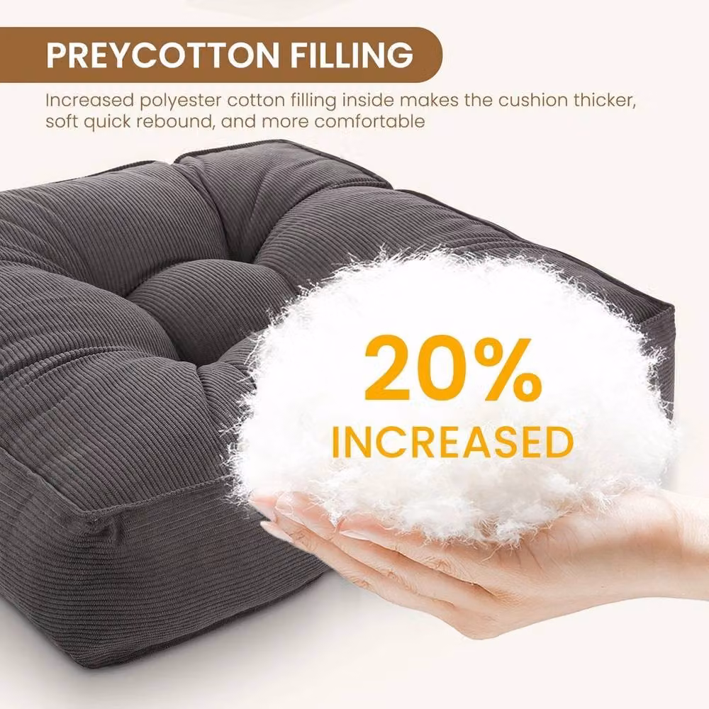NESTLUNE Grey Thick Cotton Rectangular Seat Cushion for Garden Dining, W: 100 cm, L: 190 cm – 3