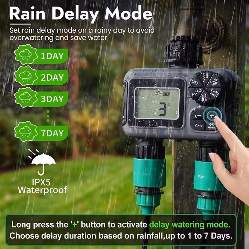 SPETLEK 2-Zone Automatic Garden Water Tap Hose Timer in Black – 6