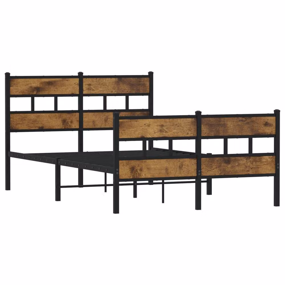 Berkfield Home Metal Bed Frame in Smoked Oak Brown, W: 120 cm, L: 200 cm – 3