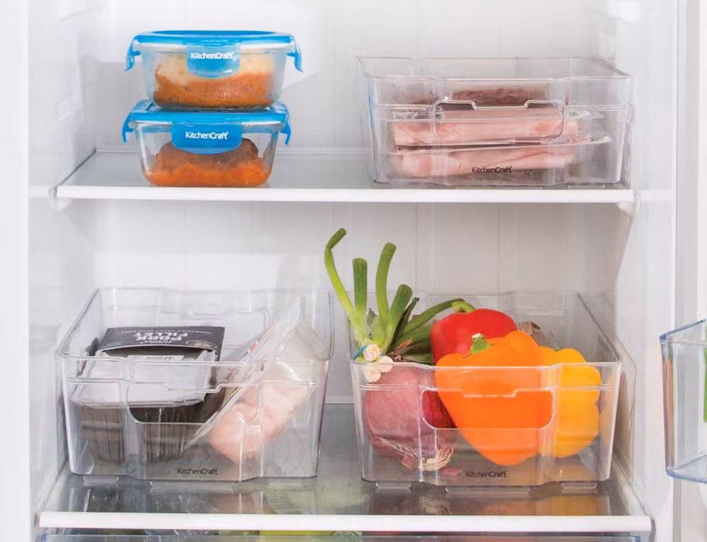 Mikasa Set of 2 Large Transparent Plastic Fridge Storage Boxes with Compartments – 2
