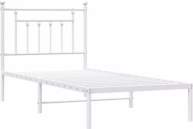 Berkfield Home Metal Bed Frame with Headboard, White, W/D/H: 80 x 200 cm – 1