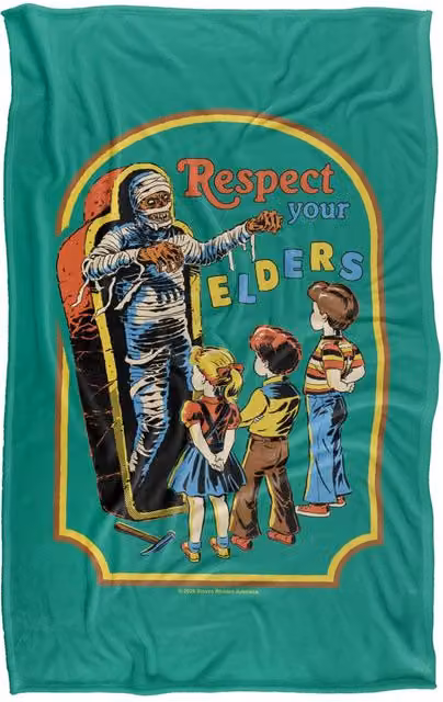 Steven Rhodes Respect Your Elders Super Soft Fleece Throw Blanket, Multicolour, W/D/H: 91 x 147 cm