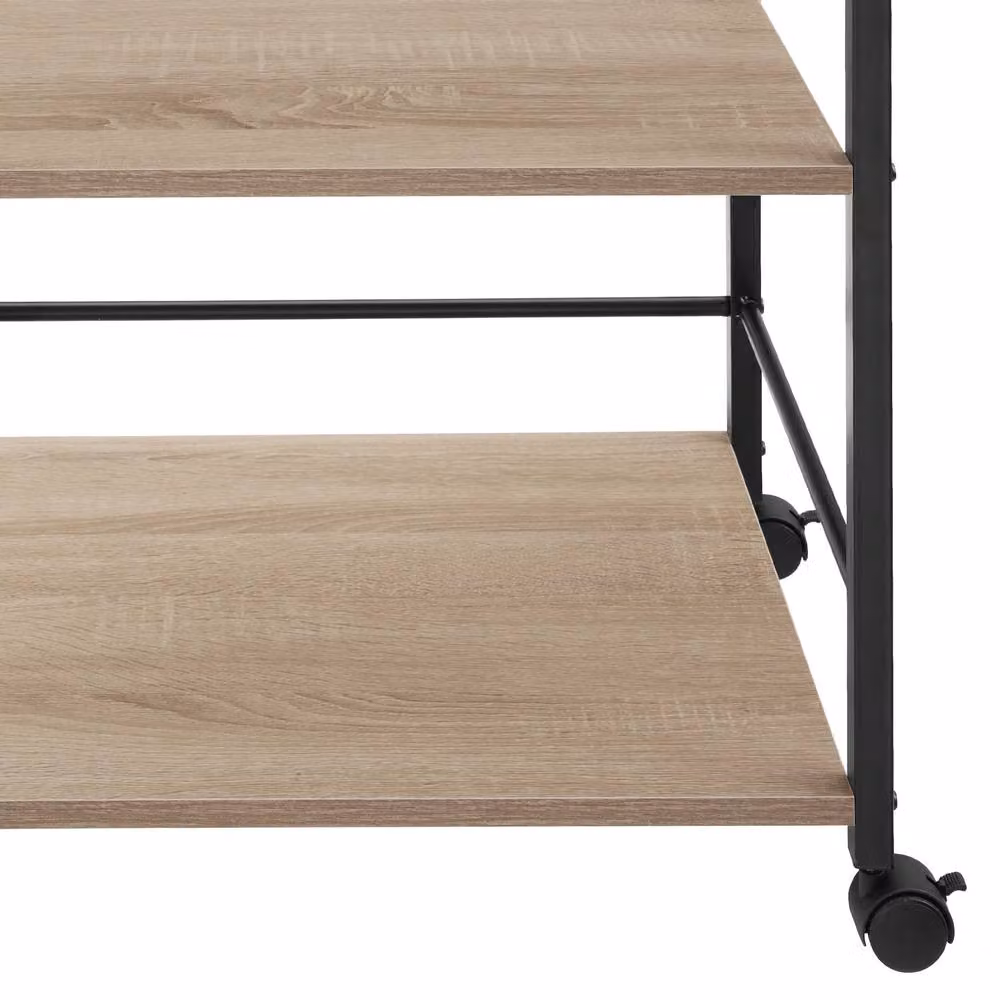 tectake Worcester Drinks Trolley in Light Oak with Castors and Serving Tiers – 6