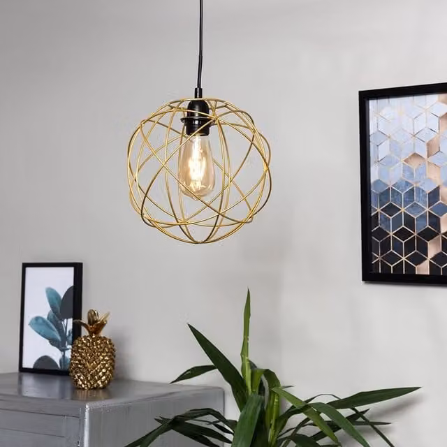 ValueLights Rutherford Gold Sphere Metal Ceiling Pendant Shade with Reducer Ring – 1