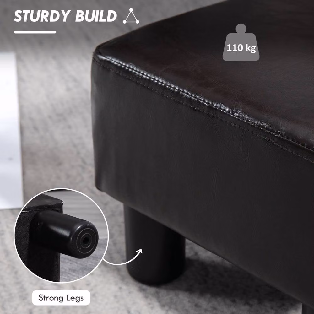 Wyld Haus Fatopa Brown Faux Leather Cube Footstool with Wood Frame and Plastic Feet – 4