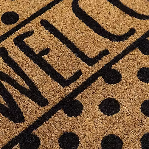 JVL Welcome Spots Eco-Friendly Coir Door Mat with Non-Slip Latex Backing, Brown, W: 60.0 cm, D: 40.0 cm, H: 1.0 cm – 4