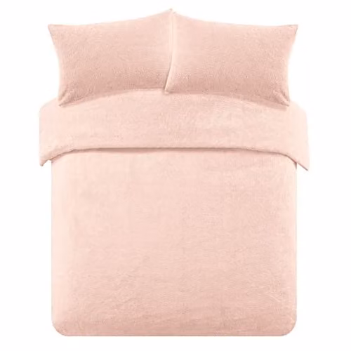 Brentfords Pink Teddy Fleece Superking Duvet Cover and Pillowcase Set, W/D/H: 200 x 200 cm, Pillowcases: 50 x 75 cm – 1