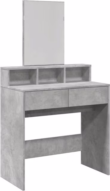 Berkfield Home Dressing Table with Mirror in Concrete Grey, W/D/H: 80 x 41 x 144.5 cm