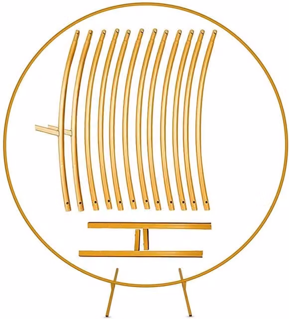 Neel Blue Round Metal Balloon Arch Frame with Floor Base, Gold, Height: 200 cm – 1