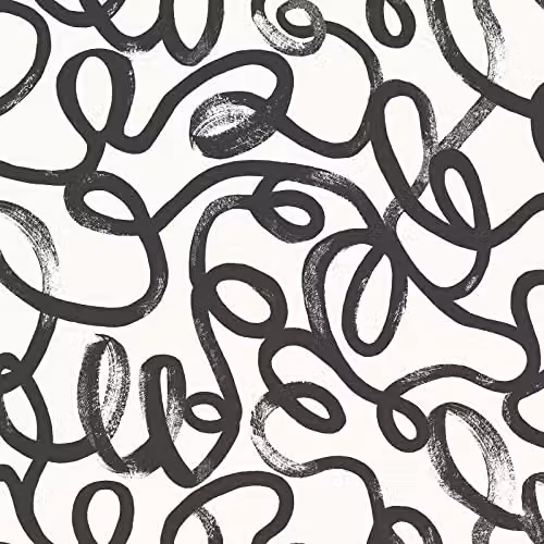 Holden Decor Squiggle Doodle Geometric Wallpaper in Black and White