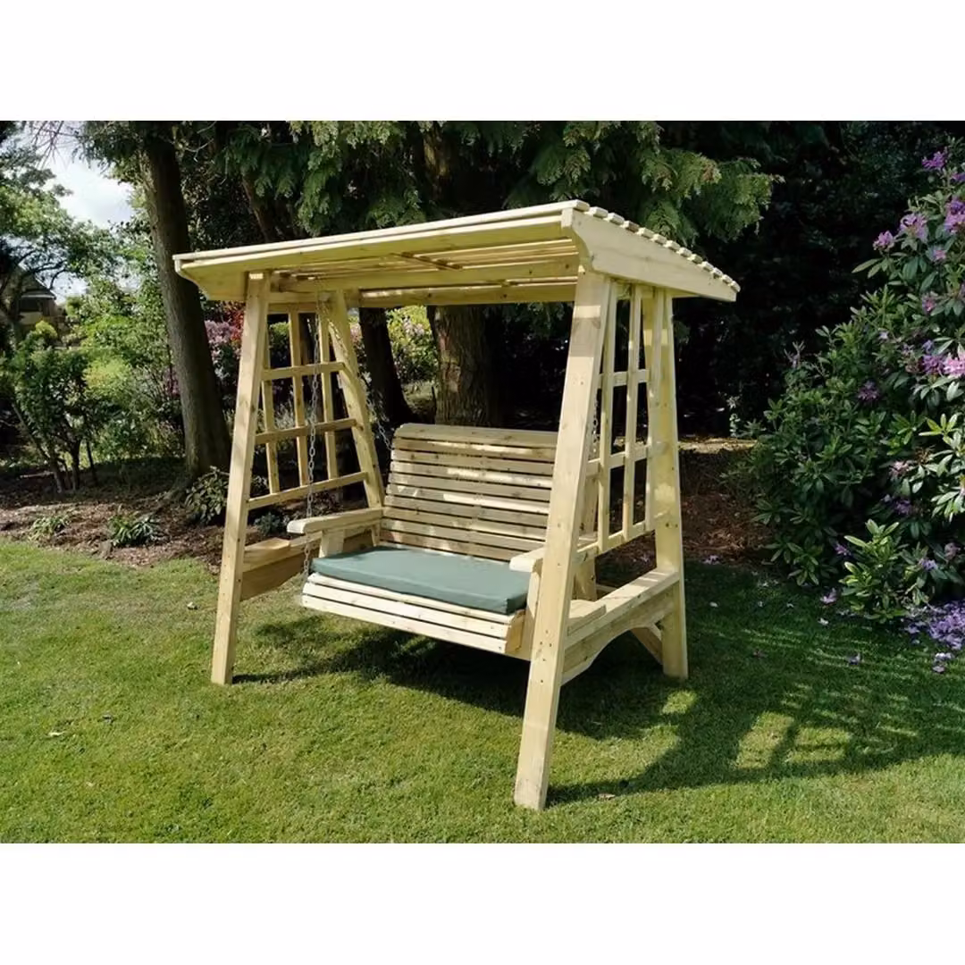 Churnet Valley Garden Furniture Ltd Antoinette 2-Seater Swinging Seat Hammock with Sun Canopy in Brown – 2