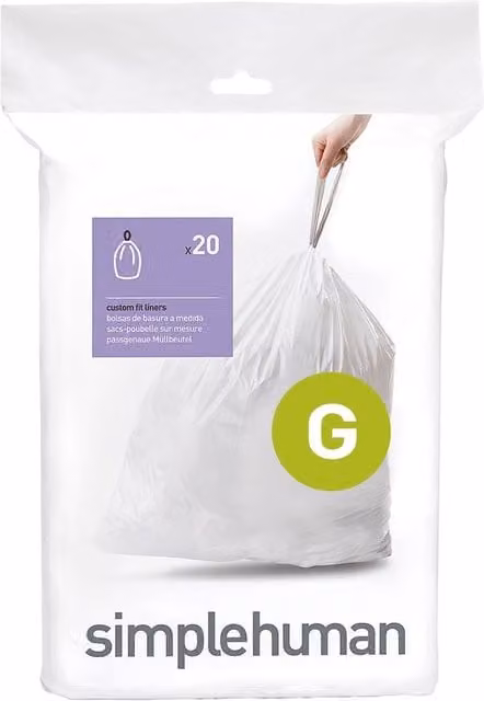 Simplehuman Custom Fit Bin Liners, Size G, Transparent