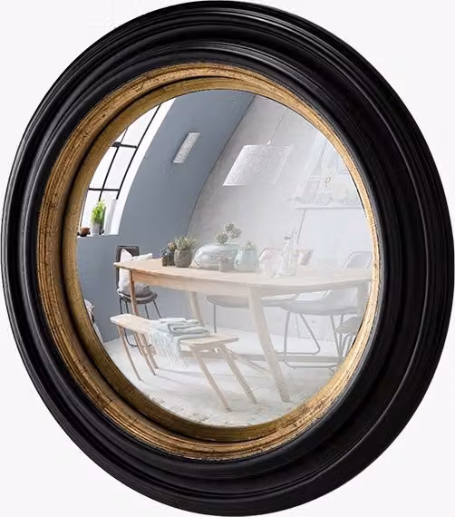 Perch & Parrow Wakow Small Round Convex Glass Wall Mirror in Black or Gold