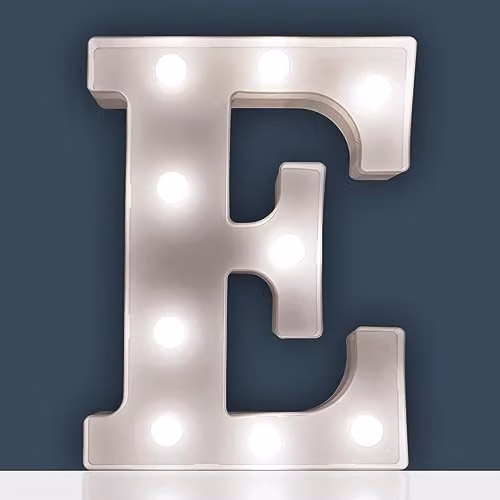 mysmartbuy White Battery Powered 3D LED Letter E Light, H 22 x W 14 x D 3 cm – 2