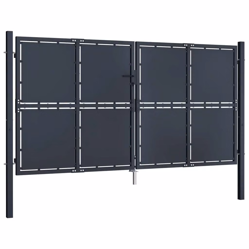 Berkfield Home Anthracite Steel Swing Garden Gate W: 300 cm, H: 150 cm – 2
