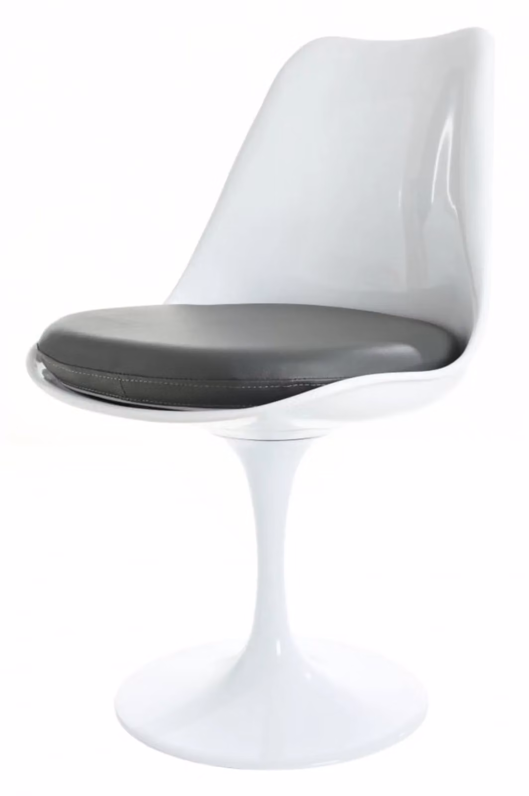 Fusion Living White Tulip Swivel Dining Chair with Grey Synthetic Leather Cushion – 2