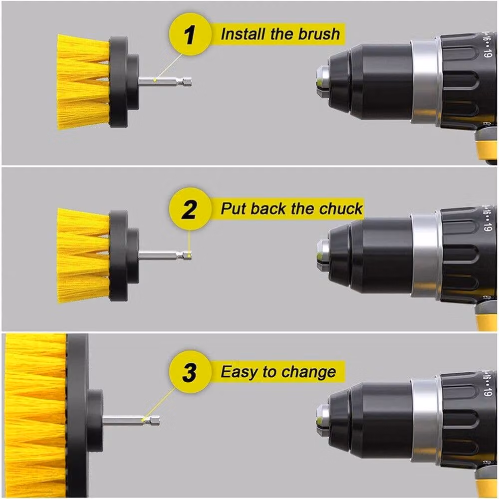 Nordara 3-Piece Drill Cleaning Brush Set in Yellow – 3