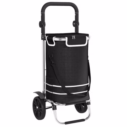 vidaXL Shopping Trolley in Black with Oxford Fabric, W/D/H: 36.5 x 46.5 x 100.5 cm – 1