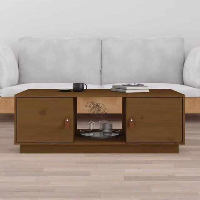 Berkfield Home Rustic Honey Brown Solid Wood Pine Coffee Table W/D/H: 100 x 50 x 35 cm – 1