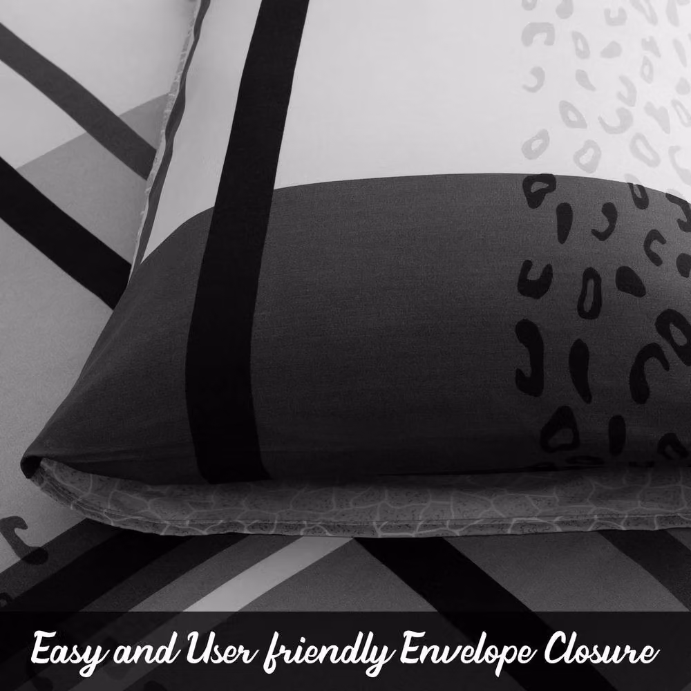 Grace Premium Brushed Microfibre Duvet Cover and Pillowcase Set with Zipper Closure, Grey Multicolour, W: 140 cm, H: 200 cm – 6