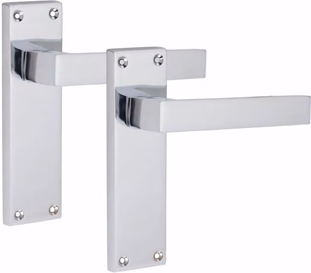 Golden Grace 6 Set Victorian Straight Delta Door Handles with Backplate in Chrome