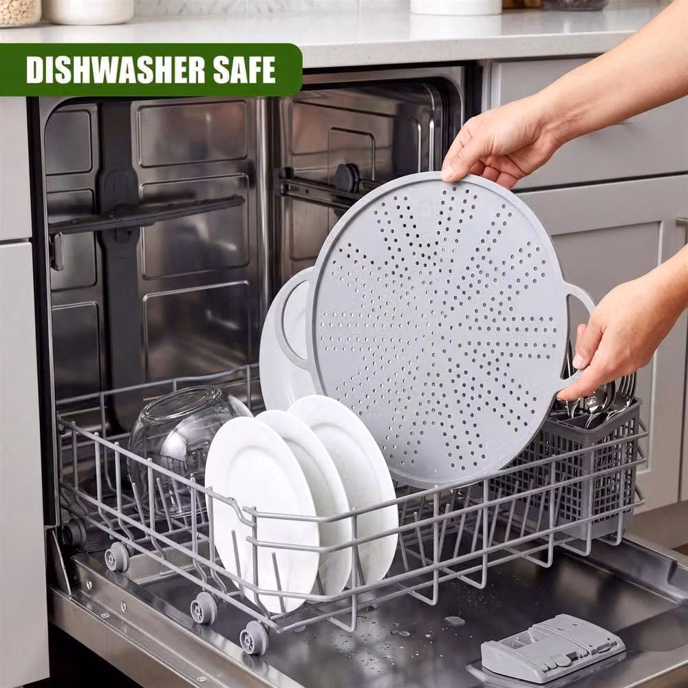 FLAVORA 3 in 1 Silicone Splatter Screen, Trivet and Strainer in Grey, Diameter: 28 cm – 5