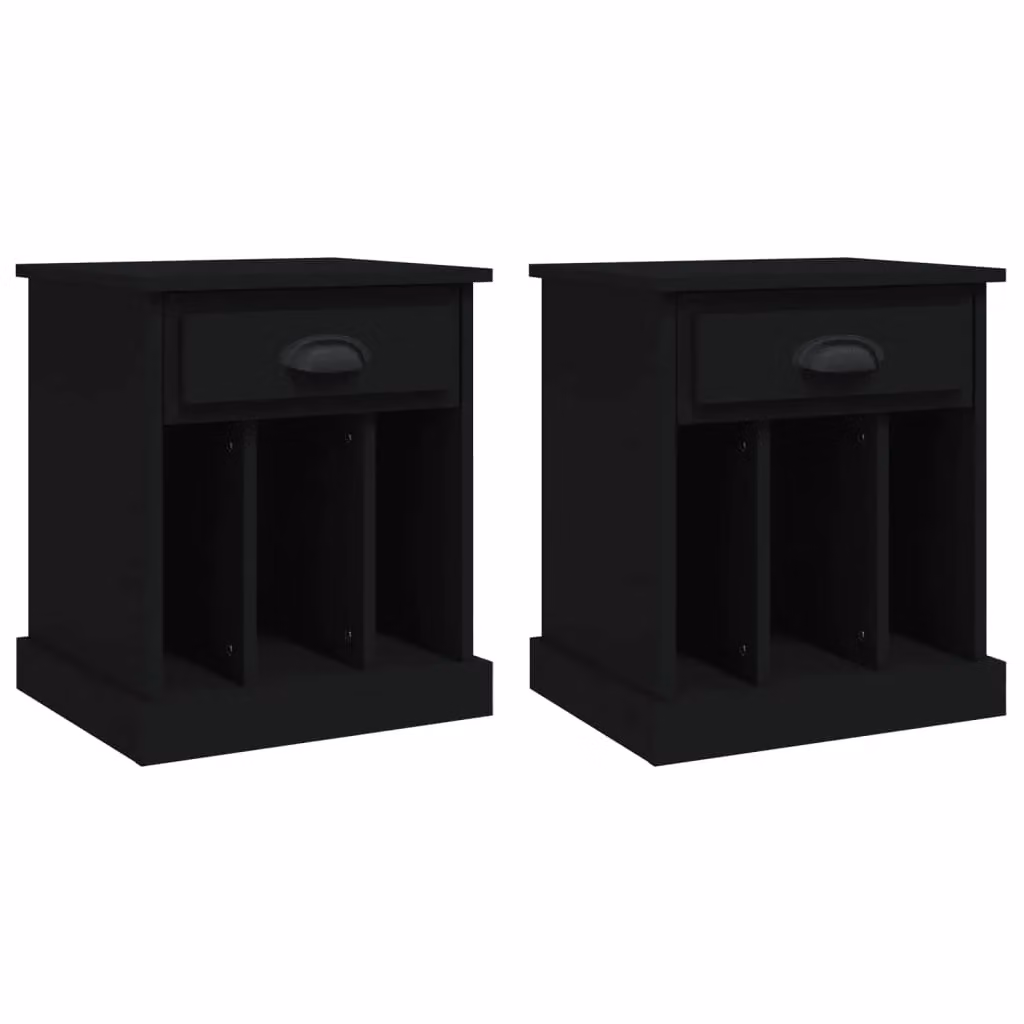 Berkfield Home Set of 2 Black Bedside Cabinets, W/D/H: 43 x 36 x 50 cm – 1