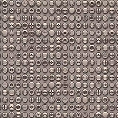 Galerie Grunge Geometric Bolts and Screwheads Industrial Abstract Wallpaper in Silver and White – 2