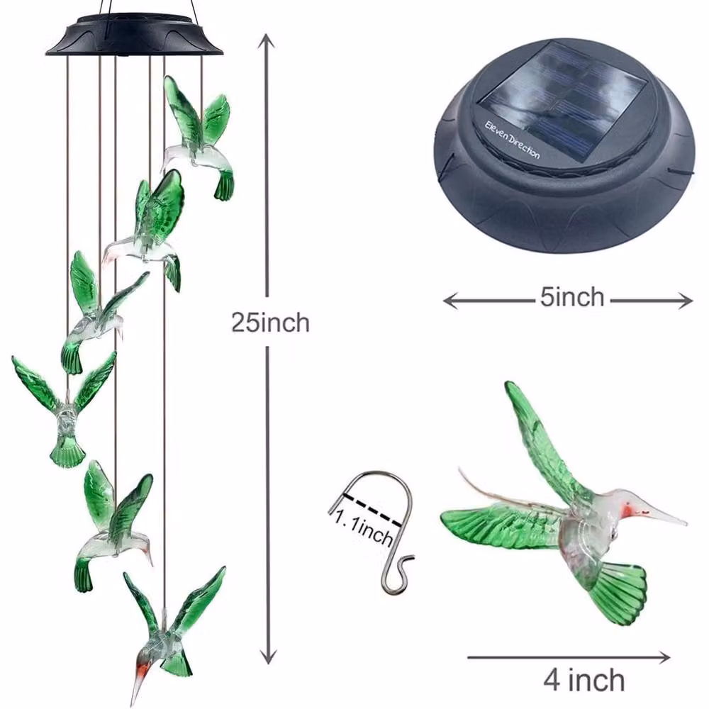 Kelvenix Hummingbird Solar Powered Multicolour LED Garden Wind Chimes Decor – 2