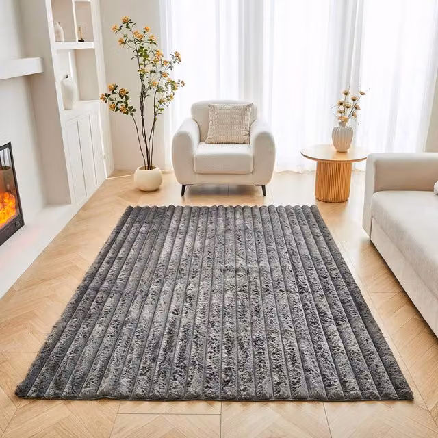 GAVENO CAVAILIA Shum Faux Fur Rug in Grey, W/D/H: 120 x 170 cm