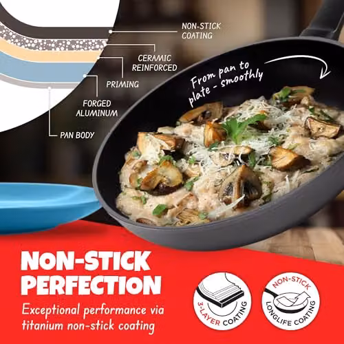 Kuhn Rikon Black Non-Stick Forged Aluminium Frying Pan, Diameter: 30 cm – 3