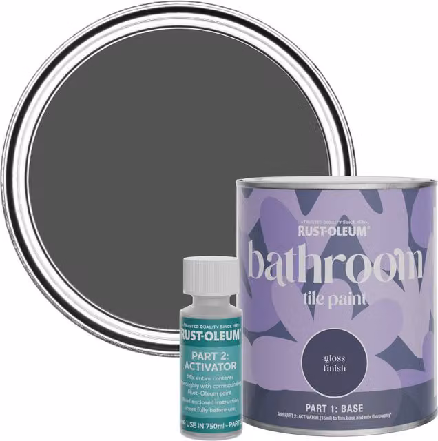 Rust-Oleum Bathroom Tile Paint in Gloss Finish, Grey, 0.75 l