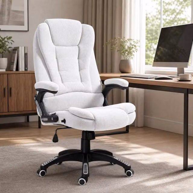 STILVORA White Fabric Massage Recliner Chair with Heating and 360 Degree Swivel – 1