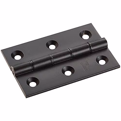 Loops Pair of Matt Black Brass Washered Butt Hinges W: 7.6 cm, H: 5.0 cm, D: 0.25 cm – 1