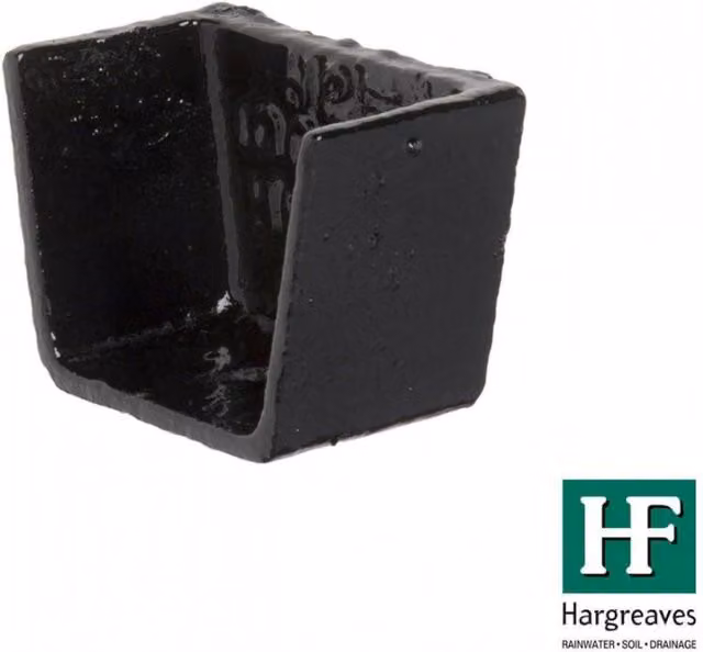 Hargreaves Premier Cast Iron Box Gutter Stopend, Black, 100mm
