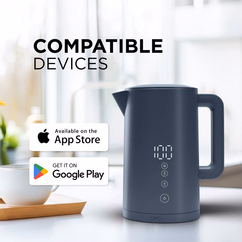 DMD Collective 1.5L Smart Kettle with Wi-Fi, App and Voice Control, Touchscreen and 2200W in Blue – 3