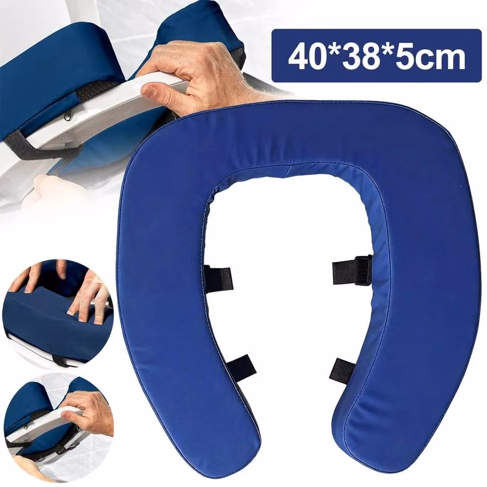 EONLION Raised Toilet Seat Cushion in Blue, Oval Shape, W: 40.0 cm, D: 40.0 cm, H: 38.0 cm – 2