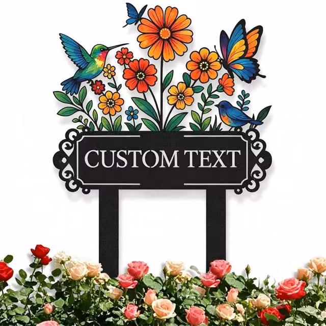 Quipulse Vintage Floral Wrought-Iron Freestanding Decorative Ornament in Black and Multicolour