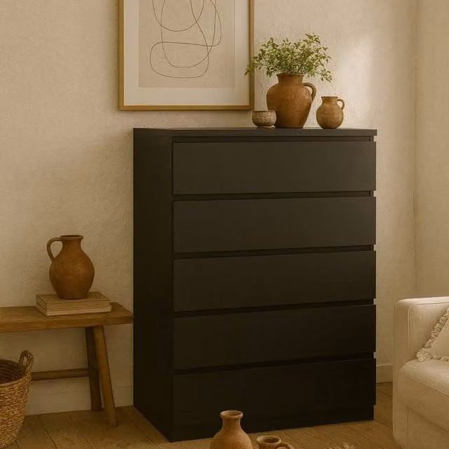 Wyld Haus Budapest Matt Black 5 Drawer Chest – 1