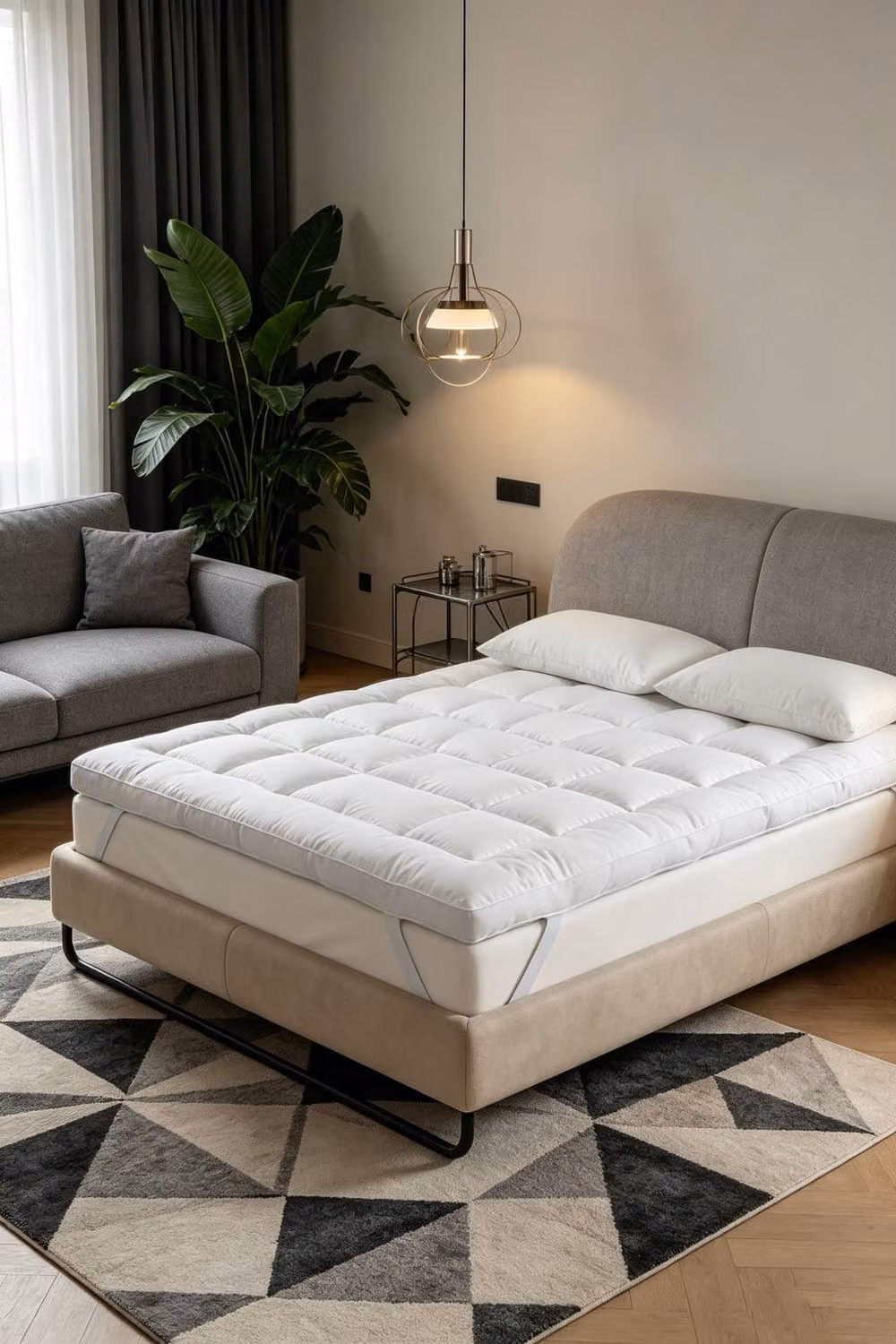 ExtraStar Supersoft Quilted Mattress Topper in White, Single Size – 2