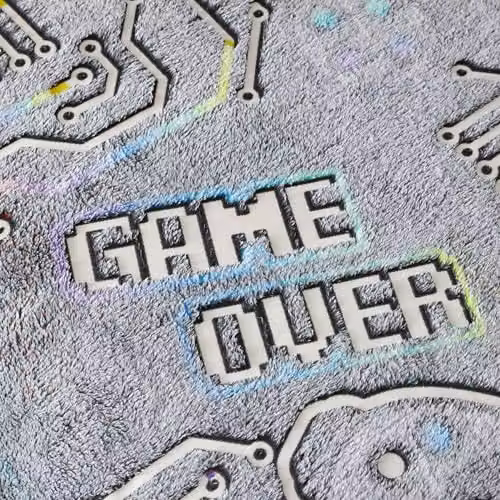 Catherine Lansfield Game Over Glow in the Dark Fleece Duvet Cover and Pillowcase Set, Black and Grey, W/H: 200 x 200 cm – 5