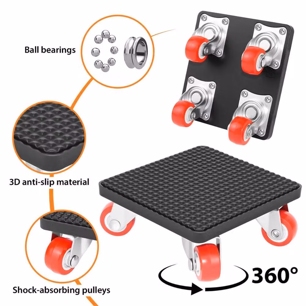 Nordara Heavy Duty Furniture Lifter and Shifter Set with 360 Degree Wheels in Black – 4