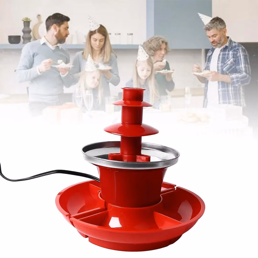 SPETLEK 3 Tier Electric Chocolate Fountain and Fondue Machine with Food Tray in Red – 5