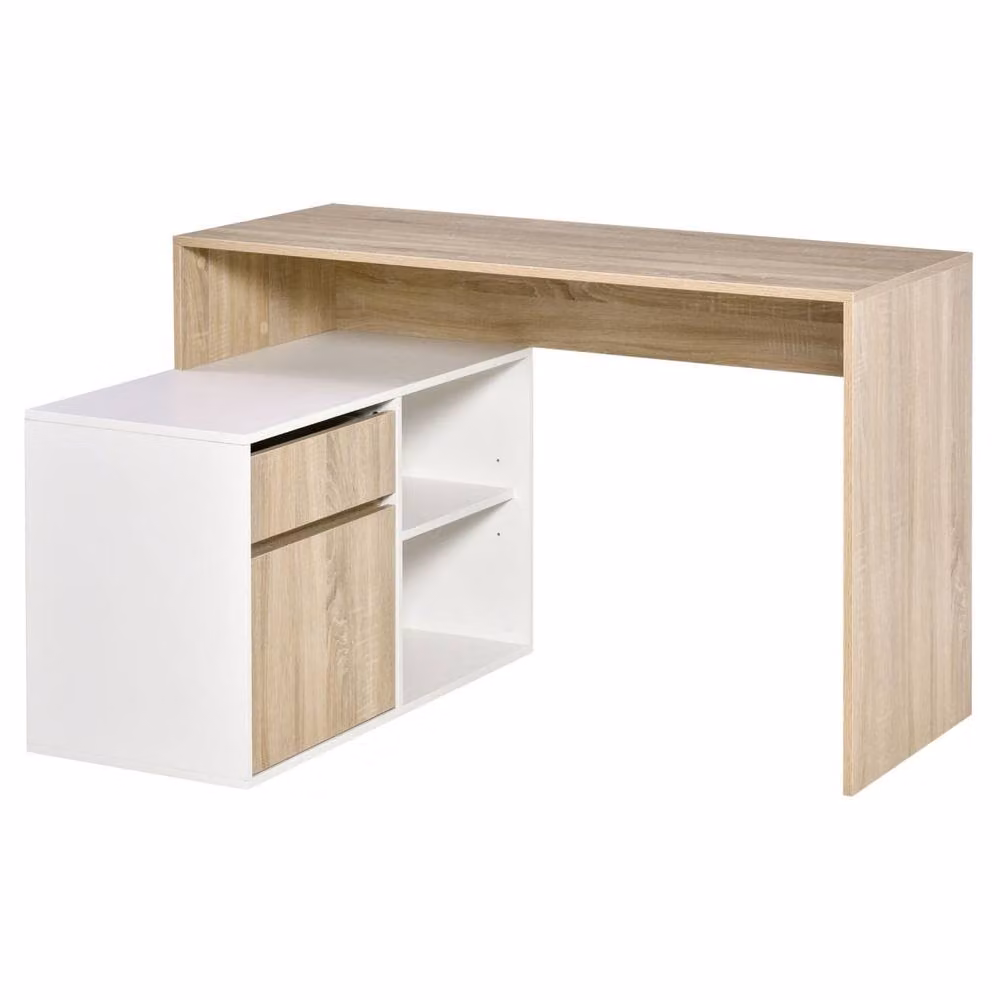 Wyld Haus Kavi L Shaped Corner Desk in White with Drawer and Shelving, W: 120 cm – 2