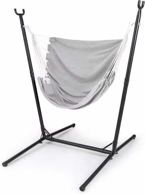Costway Modern Outdoor Hanging Hammock Chair with Metal Stand in Grey