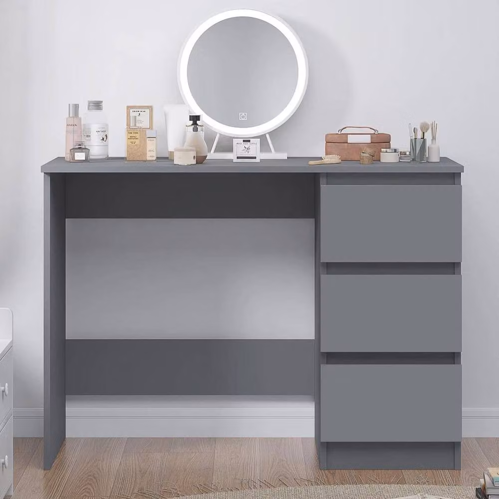 FORGEVIO Modern 3 Drawer Grey Home Office Dressing Table and Writing Desk – 4