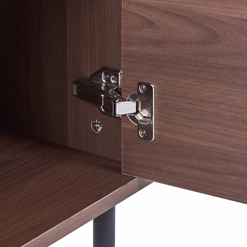 Wyld and Coco 3-Door Modern Sideboard in Brown with Black Metal Legs – 5