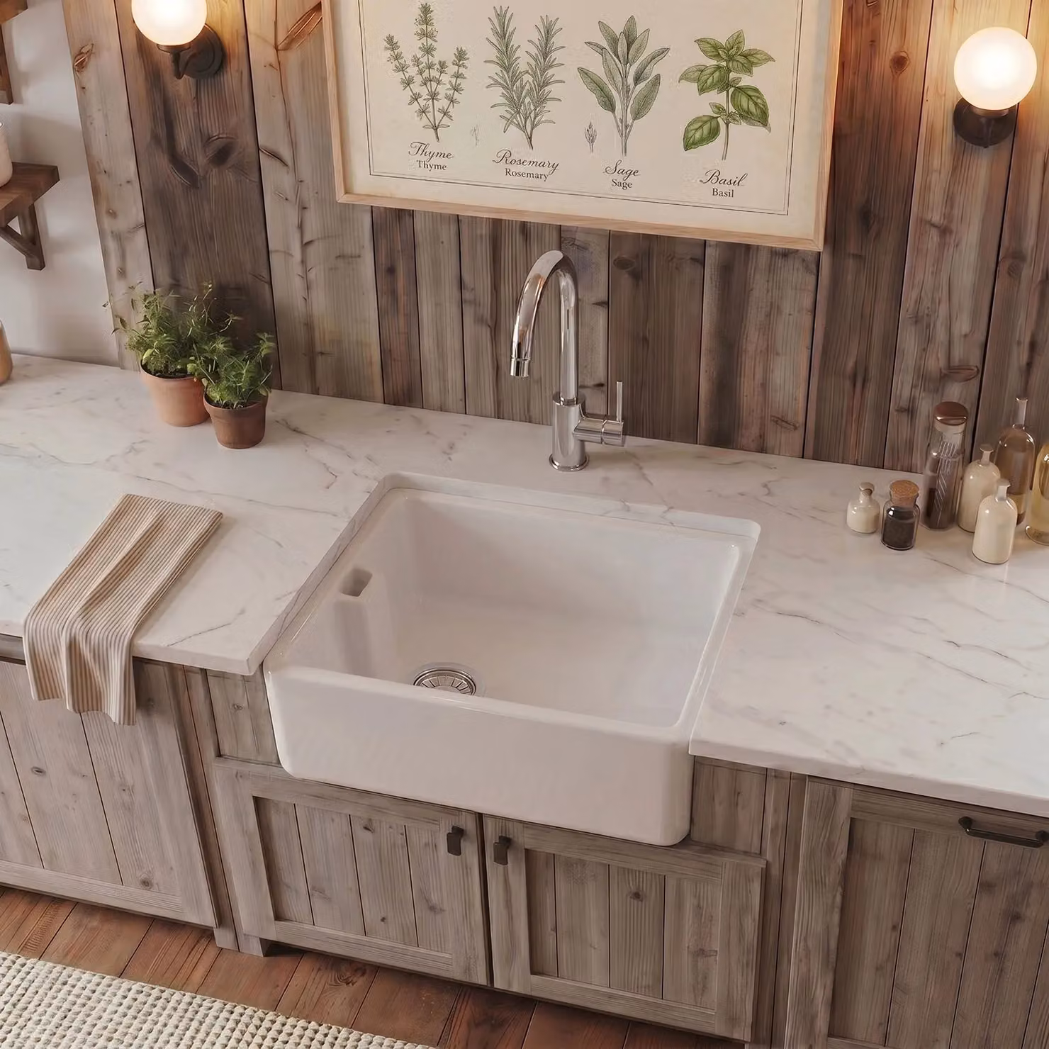 Balterley White Ceramic Single Bowl Compact Belfast Kitchen Sink W/D/H: 46 x 38 x 20.5 cm – 3