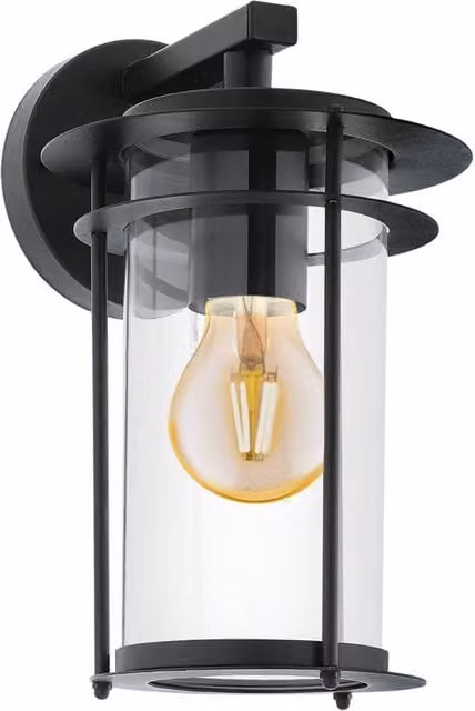 Eglo Valdeo IP44 Modern Outdoor Wall Light in Black with Transparent Glass – 1